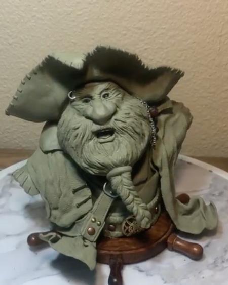 Tattoos - Mad Beard, Pirate sculpture.