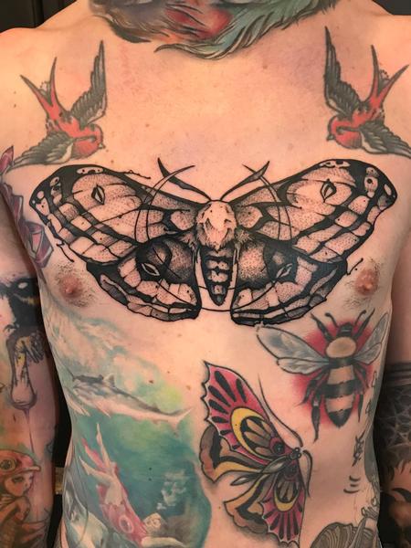 Moth Chest Tattoo - chuck day