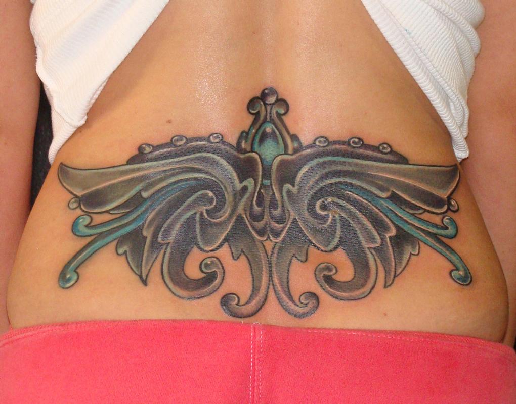 lower back, cover up...jewel and jazz by Chuck Day: TattooNOW
