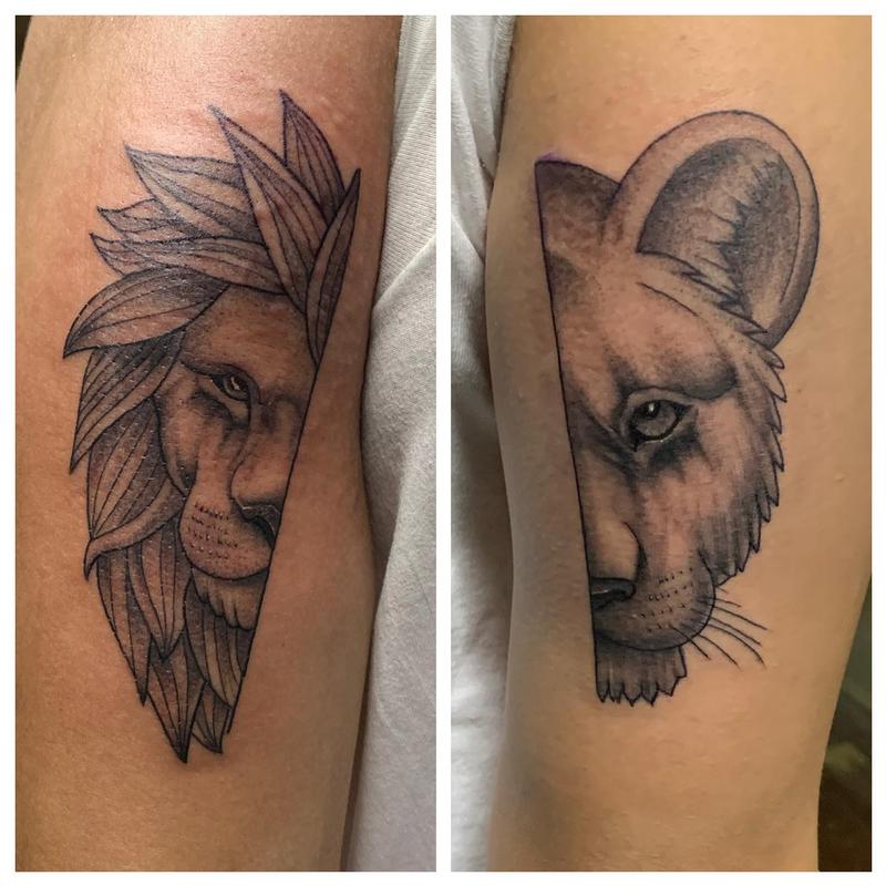 Tattoos By Tate  His and hers lion tattoos  Facebook