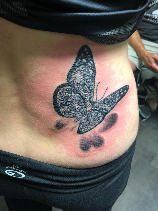 Realistic 3D Blue Butterfly Tattoo Design Make On Foot
