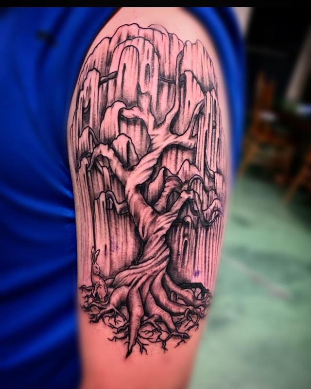 Willow tree tattoo by yi postyism  Tattoogridnet