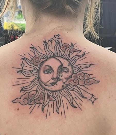Sun and moon tattoo by Daddy Jack