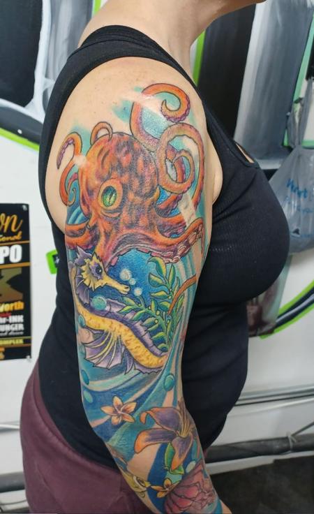 Tattoos - colored ocean arm sleeve  - 144015