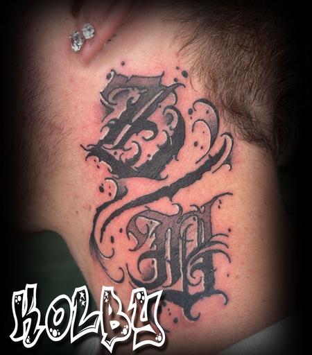 35 Abstract Neck Letters Tattoo