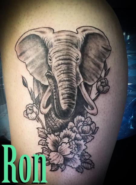 Tattoos - Elephant and flowers - 138055
