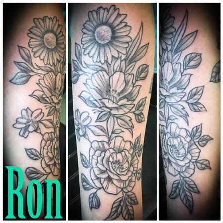Tattoos - Black and Grey Floral - 138529