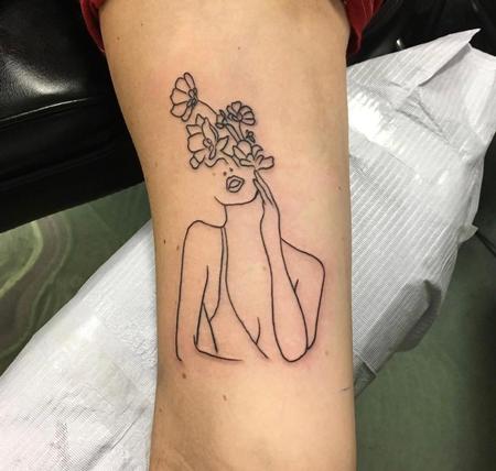 Tattoos - Girl and Flowers - 139888