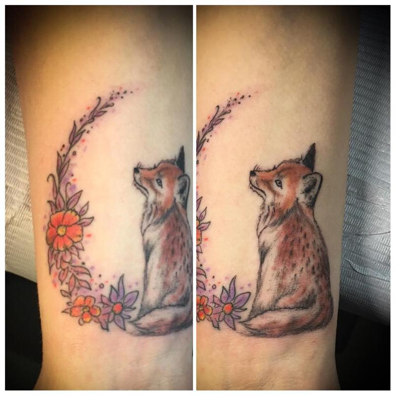 Kissune Tattoo Design Fox With Magnolia Digital Download - Etsy
