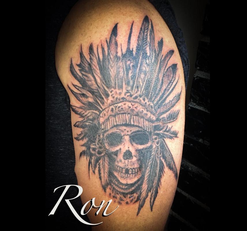Native American Skull Chief by Ron Goulet: TattooNOW Native American Skull Chief by Ron Goulet: TattooNOW