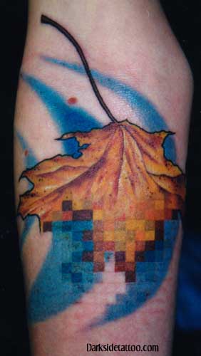 Tattoos - pixilated leaf 2 (detail) - 1304