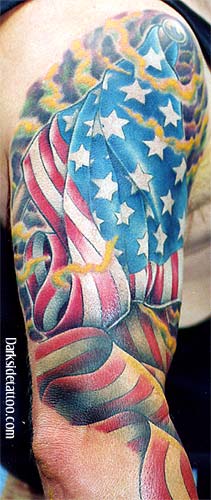 American Flag Waving Tattered Burned Aged Battle USMC Armed Forces Army 3D  Best Color Realistic Cover up Tattoo by Jackie Rabbit  a photo on  Flickriver