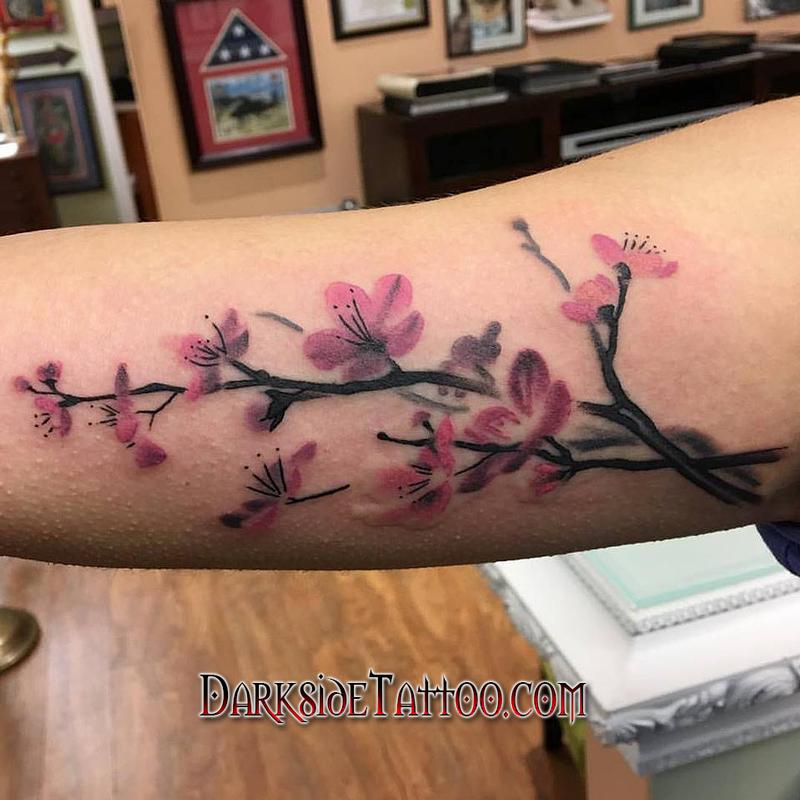 Watercolor Cherry Blossom Tattoo by Daniel Adamczyk: TattooNOW