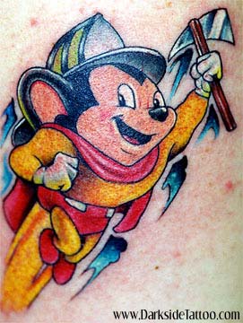 mighty mouse fireman by Anthony Plaza: TattooNOW