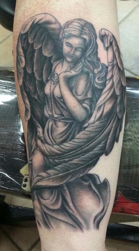 Darkside Tattoo : Tattoos : Sean O'Hara : Black and Gray Angel Tattoo