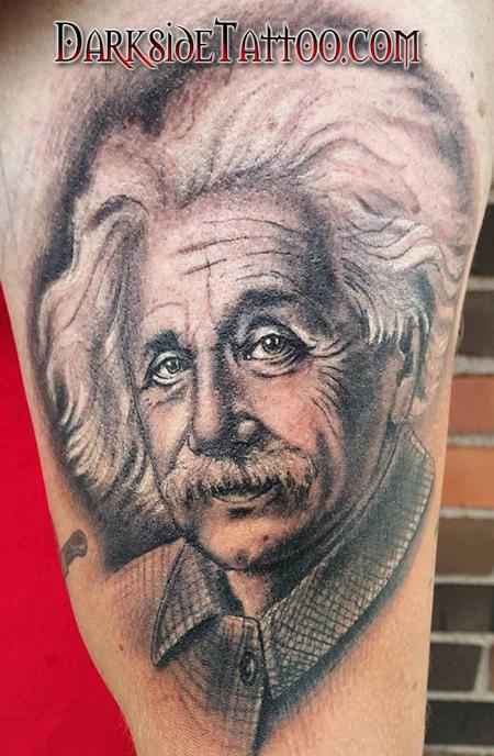 Dave Racci - Black and Gray Einstein Portrait Tattoo