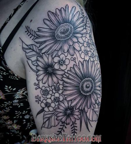 Marissa Falanga - Black and Gray Flowers Tattoo