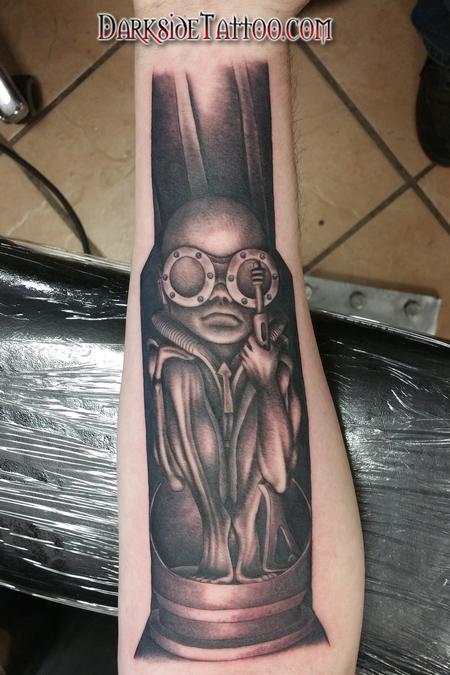 Sean O'Hara - Black and Gray Giger Baby Tattoo