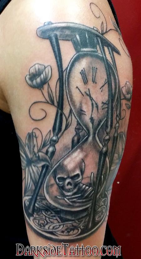 Dave Racci - Black and Gray Hourglass Tattoo