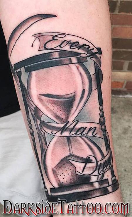 Daniel Adamczyk - Black and Gray Hourglass Tattoo