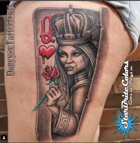 Sean O'Hara - Black and Gray Queen Tattoo