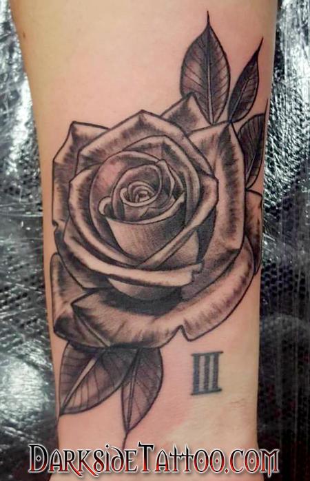 Marissa Falanga - Black and Gray Rose Tattoo