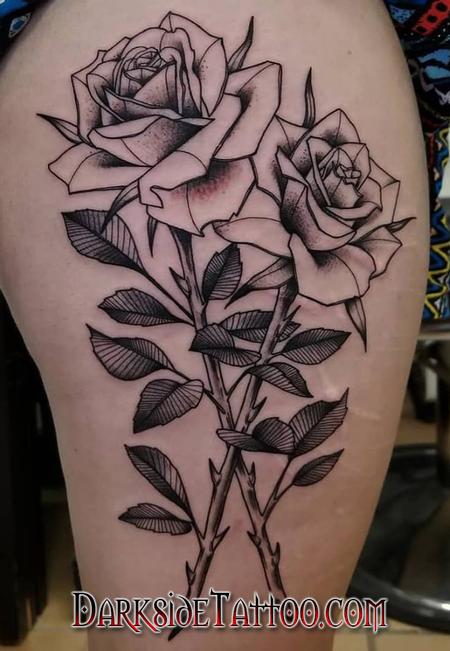 Marissa Falanga - Black and Gray Roses Tattoo