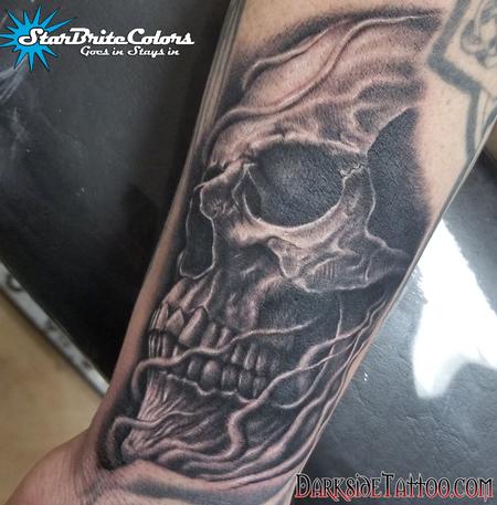 Sean O'Hara - Black and Gray Skull Tattoo