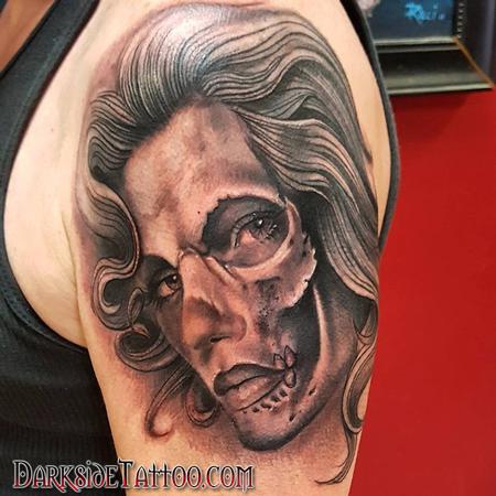 Dave Racci - Black and Gray Skull Face Tattoo