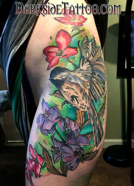 Color flowers sleeve tattoo by James Kern : Tattoos