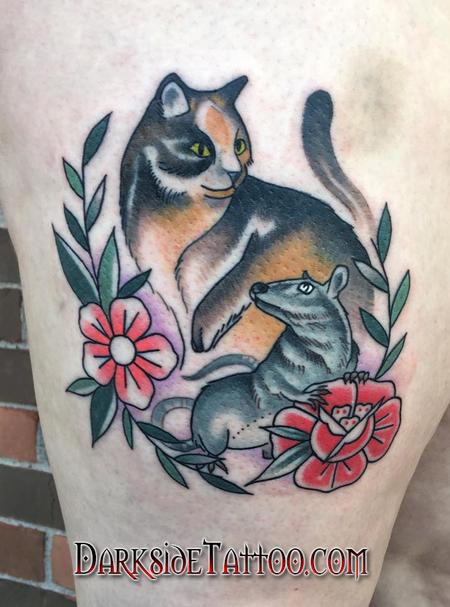 Tattoos - Cat and Mouse Tattoo - 130036