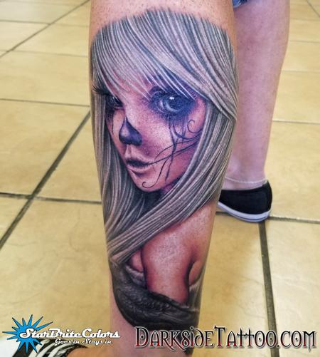Tattoos - Color Day of the Dead Pin-up Tattoo - 130148
