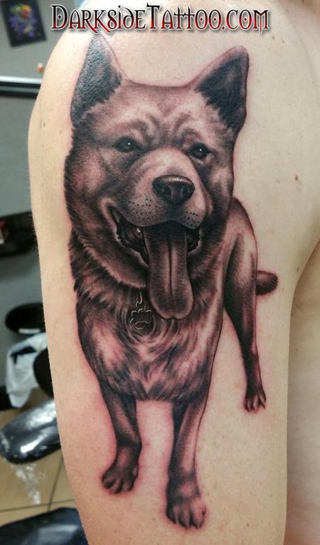 Tattoos - Black and Gray Dog Portrait - 104628