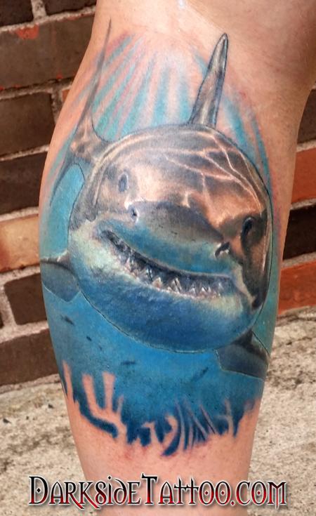 Tattoos - Color Great White Shark Tattoo - 98939