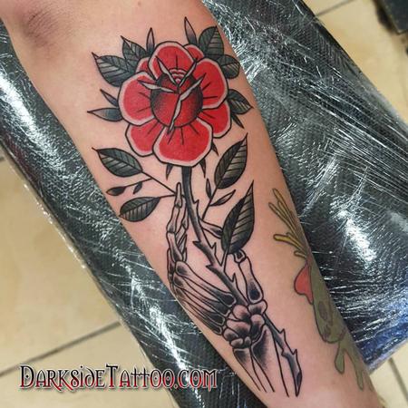 Marissa Falanga - Traditional Rose and Skeleton Hand