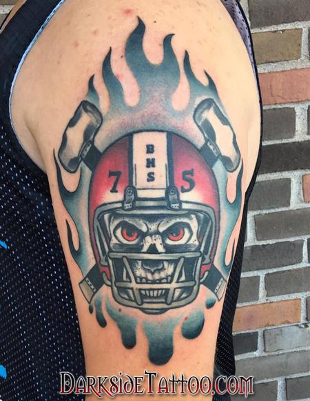 Daniel Adamczyk - Skull in Helmet Tattoo