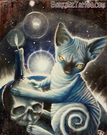 Dave Racci - Color oil painting of Daves Cat Anubis