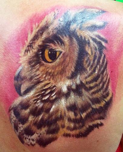 Dave Racci - Great Horned Owl tattoo