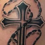 Tattoos - Black and Gray Cross and Rosary Tattoo - 133936