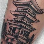 Tattoos - Black and Gray Oriental House Tattoo - 133942
