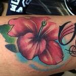 Tattoos - Color Flower and Name Tattoo - 113664