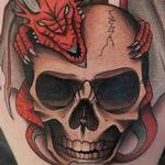 Tattoos - Color Skull and Dragon Tattoo - 133950