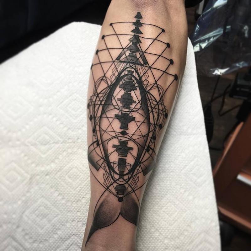 Abstract Geometric Shark Tattoo by David Mushaney: TattooNOW