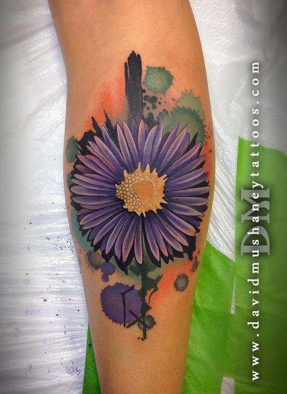 Abstract Watercolor Style Flower by David Mushaney: TattooNOW