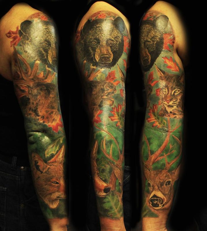 Wildlife sleeve by Joshua Nordstrom: TattooNOW