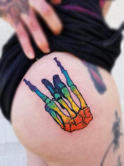 Colorful Skeleton Hand by Cassie L: TattooNOW Colorful Skeleton Hand by Cassie L: TattooNOW