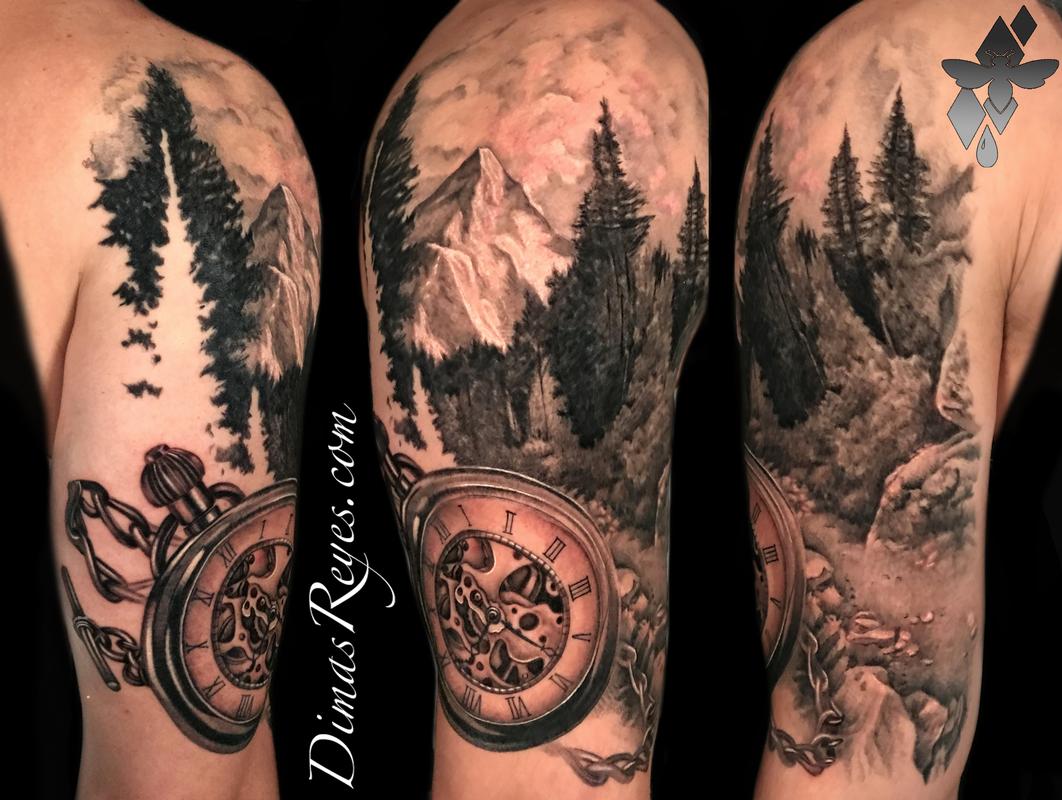 Realistic Mountain Tattoo Sleeve Ideas - wide 2
