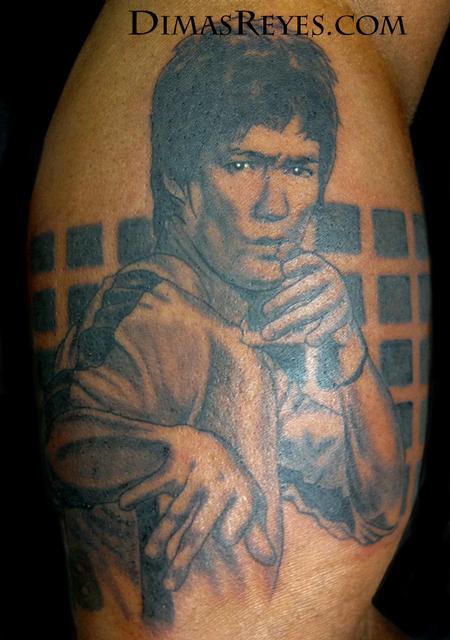 Dimas Reyes - Black and Grey Bruce Lee Portrait