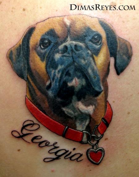 Dimas Reyes - Color Dog Portrait tattoo