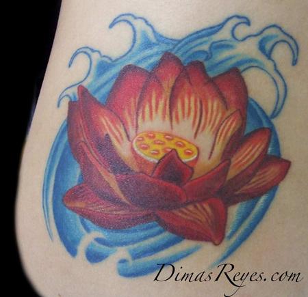 Dimas Reyes - Full Color Lotus Flower Tattoo